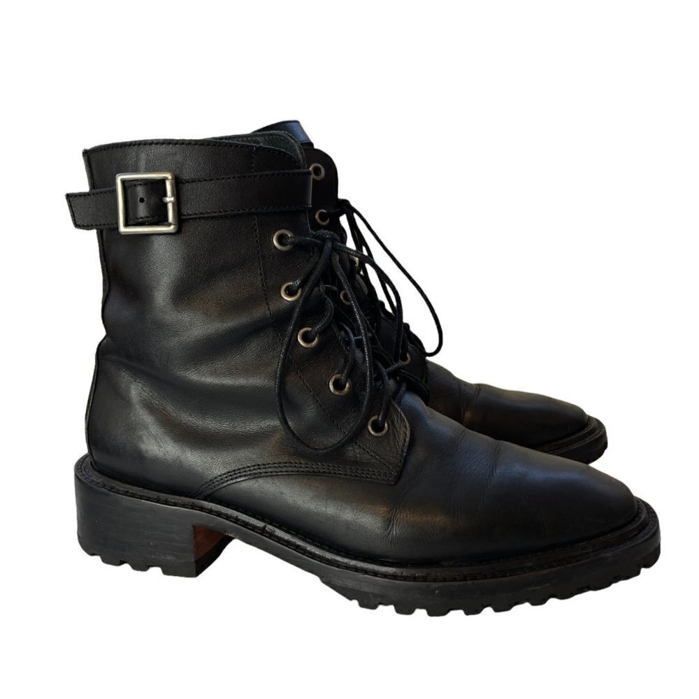 Rachel Comey Dame Kidskin Leather Lace Up Combat Boots Black Size 8.5 - Picture 12 of 12